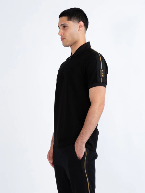 Luke 1977 CALTECH TRIM TAPE ZIP POLO - Black