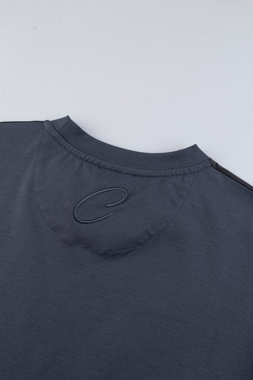 Catini Firenze Nylon Shoulder Panel T-Shirt Steel Blue