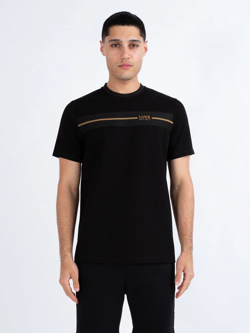 Luke 1977 HOPKINS CHEST TAPE PIQUE T-SHIRT - Black