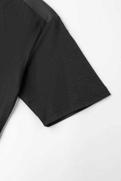 Catini Firenze Luxury Mercerised Cotton Shoulder Panel T-Shirt Black