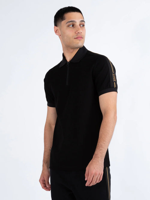 Luke 1977 CALTECH TRIM TAPE ZIP POLO - Black