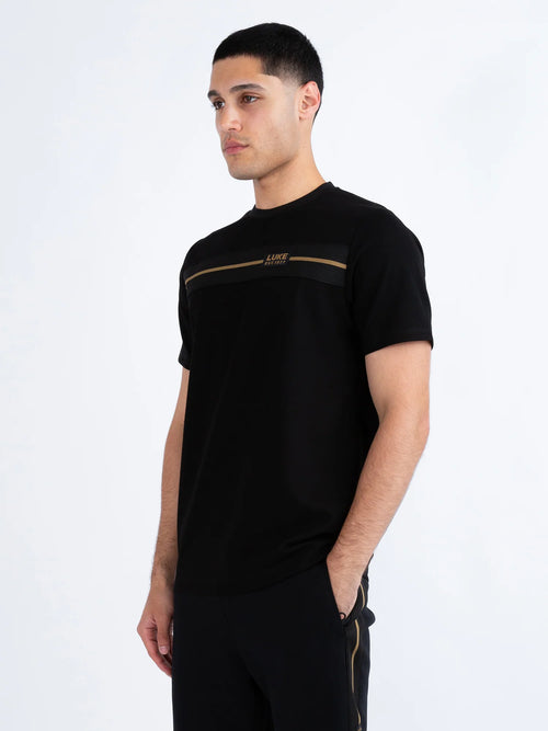 Luke 1977 HOPKINS CHEST TAPE PIQUE T-SHIRT - Black