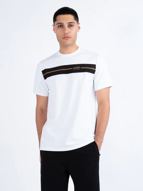 Luke 1977 HOPKINS CHEST TAPE PIQUE T-SHIRT - White