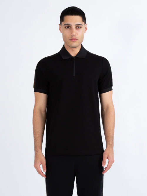 Luke 1977 CALTECH TRIM TAPE ZIP POLO - Black