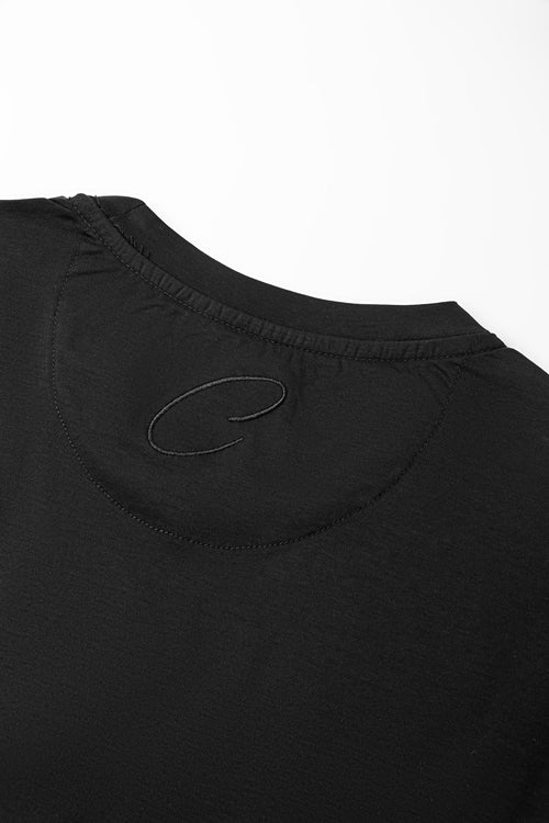 Catini Firenze Luxury Mercerised Cotton Pocket T-Shirt Nero Black