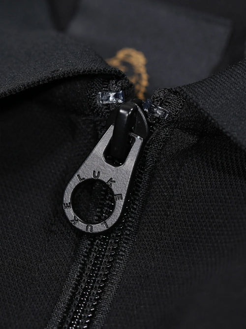 Luke 1977 CALTECH TRIM TAPE ZIP POLO - Black