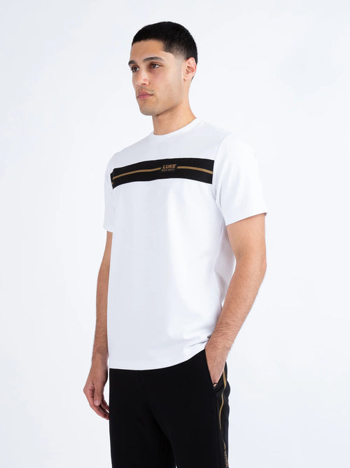 Luke 1977 HOPKINS CHEST TAPE PIQUE T-SHIRT - White