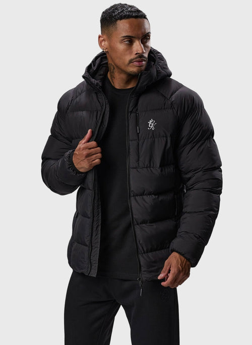 GK black puffer coat