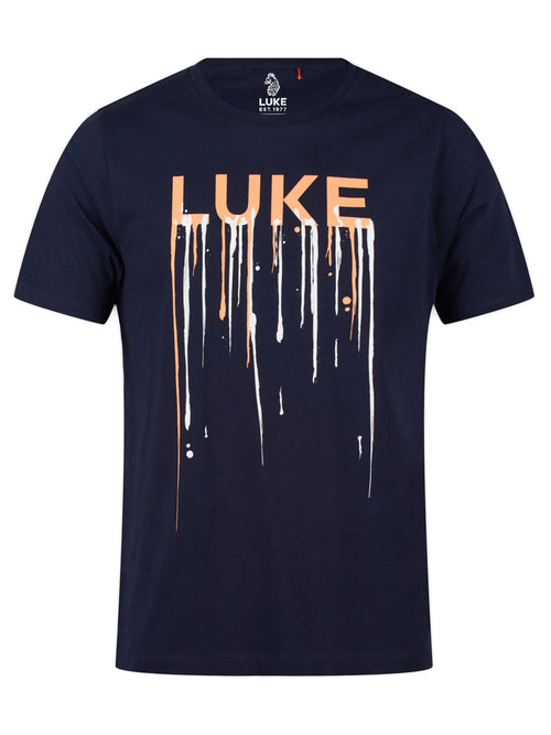 Luke 1977 BOSSA PRINTED PURE COTTON T-SHIRT DK NAVY