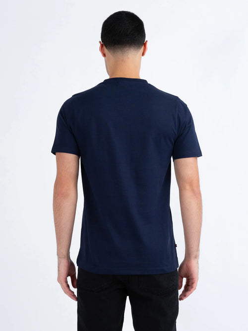 Luke 1977 BOSSA PRINTED PURE COTTON T-SHIRT DK NAVY