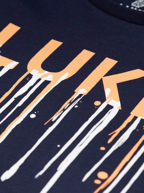 Luke 1977 BOSSA PRINTED PURE COTTON T-SHIRT DK NAVY
